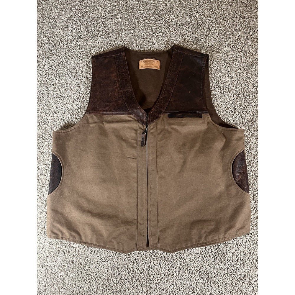 Coronado Carry Concealed‎ Men's Leather And Canvas Vest Size 46 Brown Shooting